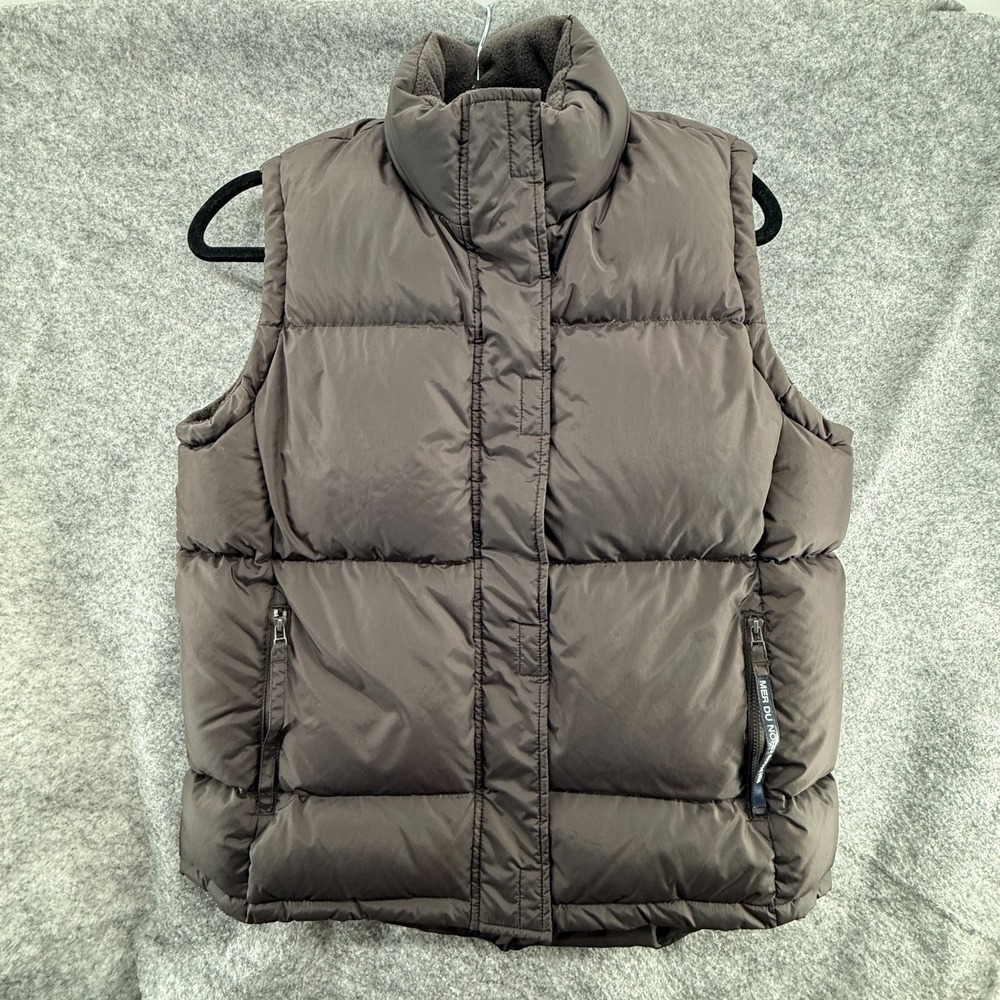 Mer Du Nord Navy Denim Brown Filled Vest Puffer Brown Full Zip Mens Medium
